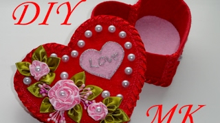 МК Шкатулка канзаши в форме сердца\DIY Box in the shape of a heart in the style of kanzashi