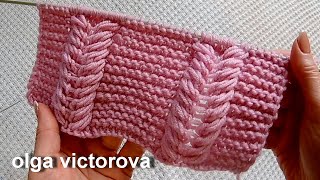 Три очаровательные косички по одной схеме 571 Узоры спицами