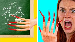 ПРОБЛЕМЫ ДЕВУШЕК С ДЛИННЫМИ НОГТЯМИ | Забавные трудности с длинными ногтями от 123 GO Like!