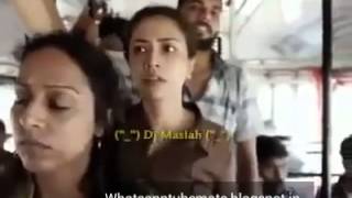 Funny situation in a bus between boy and girl
