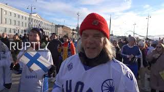 Finland: Ecstatic hockey fans celebrate first Olympic gold win in Helsinki