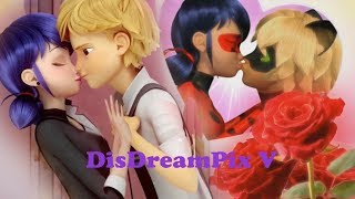 All kisses (or almost kisses) of Marinette (LadyBug) and Adrien (Chat/Cat Noir) in seasons 1 and 2