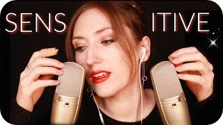 ASMR ♥️ Sensitive Inaudible/Unintelligible Breathy Whisper, TK, SK Sounds, Soft Sleepy Ear Brushing