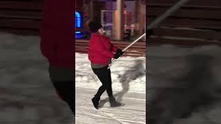Drunk girl rides ski lift