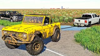 BRONCO RESCUES STUCK CHEVY SILVERADO! (DEEP MUD) | FARMING SIMULATOR 2019