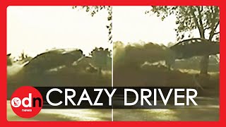 Dramatic Moment Car Goes Airborne on California Highway