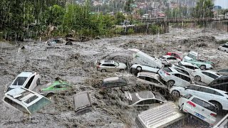 Doomsday in Brazil! People and cars are drowning in water currents!