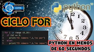 Ciclo For: Ciclo con inicio y final |⏰Python en menos de 60 segundos | Shorts | ¡Muy fácil!