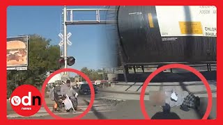 Crazy Footage Shows Heroic Rescue of a Man Stuck on Railway Track Seconds Before Train Approached