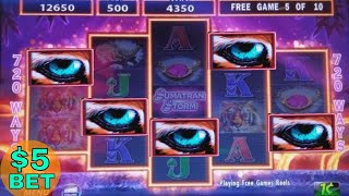 Sumatran Storm Slot Machine Max Bet Bonus Won w/RETRIGGER  !  Live Slot Play w/MAX BET