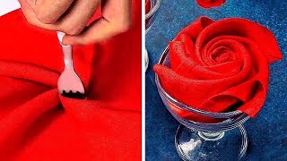 ٤٣ طريقة سهلة لطي المناديل لكل المناسبات