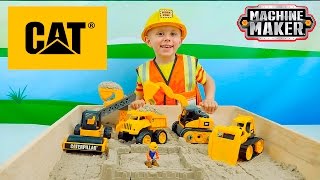Экскаватор конструктор CAT и кинетический песок для детей - Caterpillar Machine Maker Kids Operator