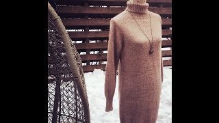 Как я связала простое зимнее платье спицами .