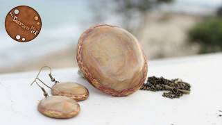 Кулон и серьги из полимерной глины. Имитация натуральных камней (Polymer clay necklace. Time lapse)