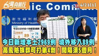 2022.04.21【台灣向前行 Part1】今日新增本土2969例 境外移入89例 高風險族群可打第4劑！間隔第3劑須5個月！