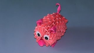 Как сделать поросенка (свинку) модульное оригами видео урок-схема