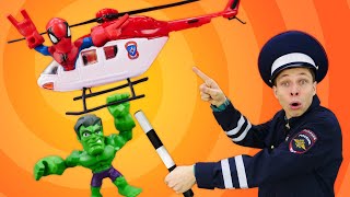 Игры гонки – Человек Паук и Халк гонятся за Альтроном! – Новые видео для мальчиков в Автомастерской