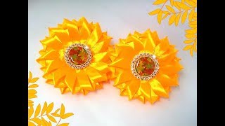 Осенние цветы канзаши из узкой ленты Мастер класс