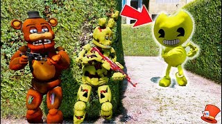 CAN WITHERED FREDDY & SPRINGTRAP ESCAPE EVIL GOLDEN BENDY? (GTA 5 Mods FNAF RedHatter)