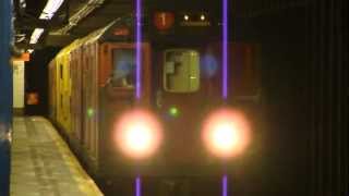 IND 8th Ave Line: 1964/1984 R33WF/R74 Redbirds-Single Supply Work Train at Spring St (Late Night)