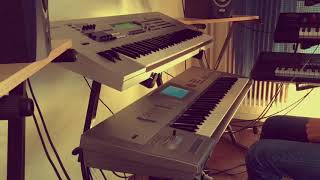 Improvisation with korg trinity Yamaha mo6 Roland sh-201 and Gaia sh-01