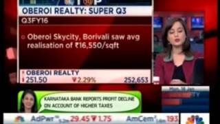 CNBC TV, Oberoi Realty announces Q3FY16 and 9MFY16 results, 18th Jan'16