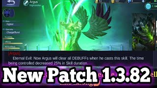 New Patch Notes 1.3.82 Mobile Legend:Bane Rework| Buff Argus/Odette and Jawhead