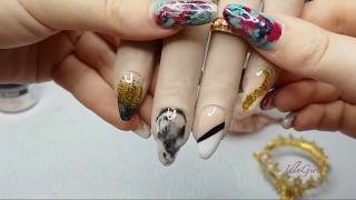 NUDE BLACK WHITE AND GOLD NOT POLISH DESIGN ON POOCHIEZ HAND SARAH | IdleGirl