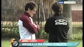 Primer entrenamiento de Guillermo Barros Schelotto en Lanus.