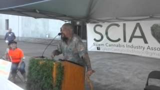 Michael today speaking to the crowd.