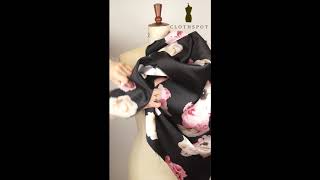 ‘Bloom!’ crisp black & pink floral satin fabric