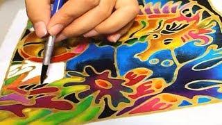 Batik Painting - How to Paint Seahorse with Batik Felt Frame