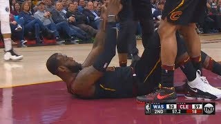 LeBron James Gets Knocked Down After Getting Tackled!