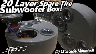 "20 Layer" Side Mounted Spare Tire Box Sprayed & Played  2 12" SMD Mini Subwoofers BASS Propulsion!