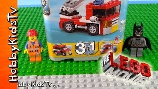 The LEGO Movie Emmet Builds TOY Firetruck with Batman HobbyKidsTV