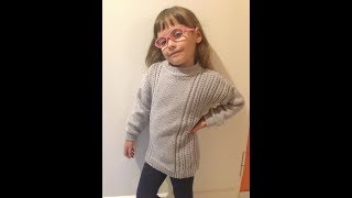 пуловер на девочку 5-6 лет  часть  2 вяжем рукава и сшиваем детали