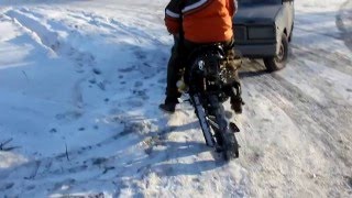 снегоход из скутера (scooter snowmobile DIY) ИСПЫТАНИЯ!