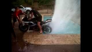 suzuki gsxr 1000 in swimming pool