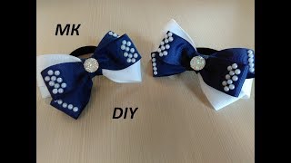 Бантики в школу на каждый день из репсовых лент Канзаши МК/Bows to school every day Kanzashi MK