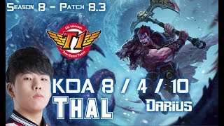 SKT T1 Thal DARIUS vs SION Top - Patch 8.3 KR Ranked