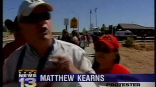Protesters gather near town hall