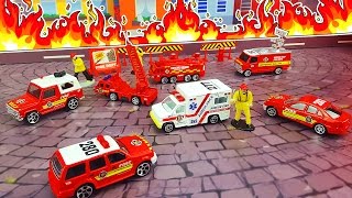 ПОЖАРНЫЕ МАШИНКИ ТУШАТ ПОЖАР! Модельки машинок. Развивающее видео детям FIRE TRUCK FOR KIDS TOYS