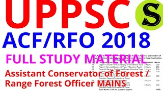 UPPSC ACF RFO 2018 MAINS FULL STUDY MATERIAL Assistant Conservator of Forest / Range Forest Officer