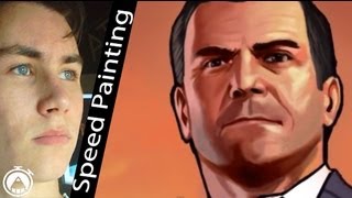 How to draw Michael from GTA5 (speed painting)! Amazing timelapse by Davide Ruvolo