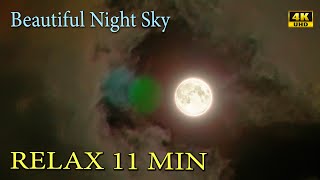 Moonlight Relax Moon in the clouds. Night sky. Music for Dreams, relaxing ambient music