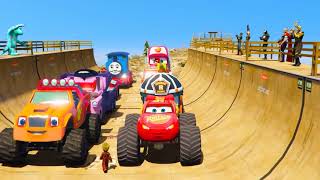 Cars McQueen and Blaze The Monster Machines Robocar Roy Hot Wheels RACE CITY