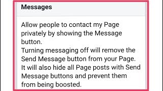 Facebook Page Messages Allow And Disable Settings