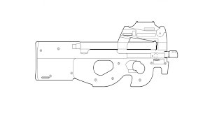 How to Draw an Assault rifle fn p90 / Как нарисовать Пистолет-пулемет FN P90