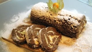 Как приготовить рулет ШОКОЛАДНЫЙ РУЛЕТ С БАНАНОМ