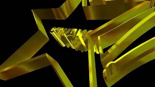 Футаж для начала фильма с золотыми 3D титрами: СТУДИЯ  в обрамлении летящей звезды